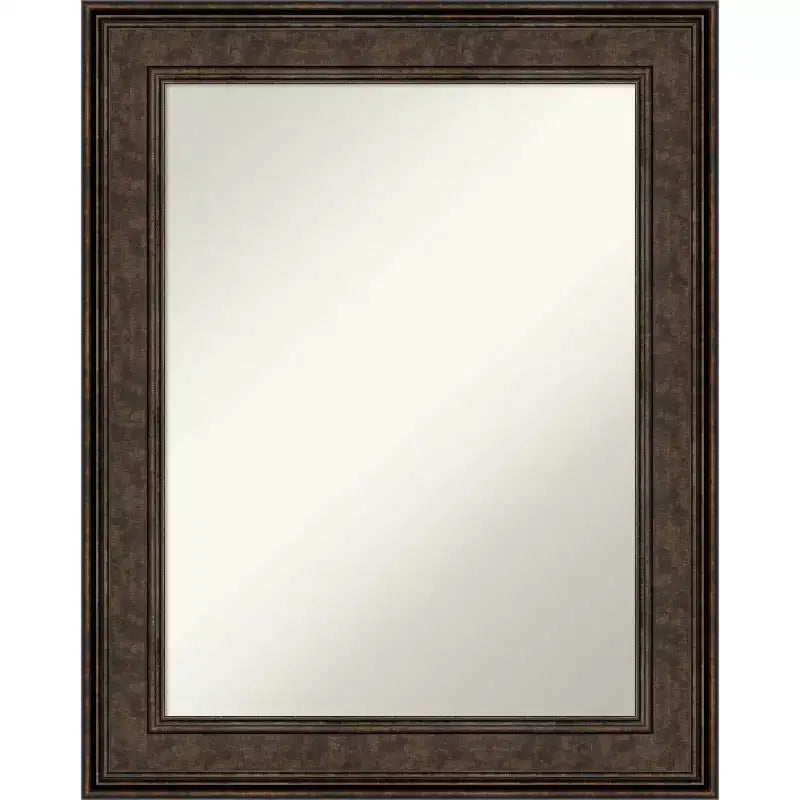 24" x 30" Non-Beveled Ridge Bronze Bathroom Wall Mirror - Amanti Art: Rectangle, Polystyrene Frame, Wall Mounted