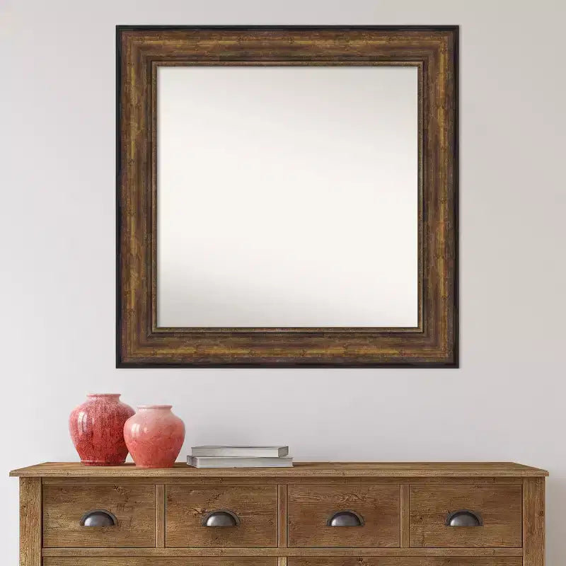 34" x 34" Non-Beveled Ballroom Bronze Wall Mirror - Amanti Art