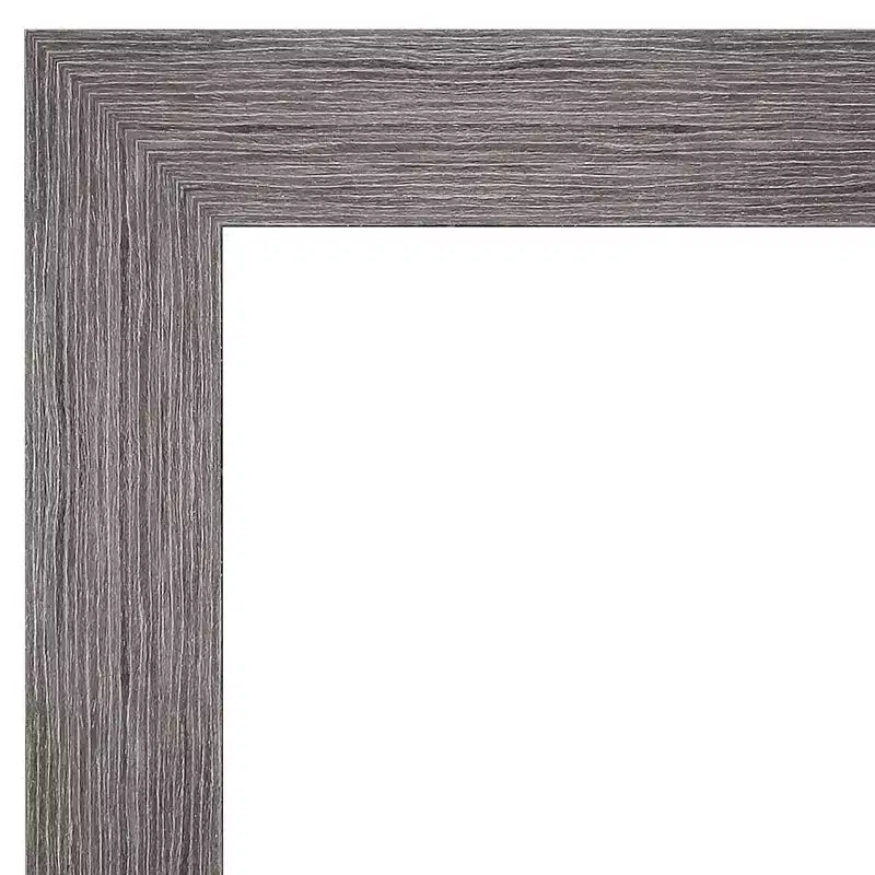 44" x 33" Non-Beveled Pinstripe Plank Gray Wall Mirror - Amanti Art