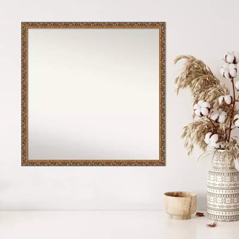 Miroir mural en bois bronze antique non biseauté de 71 cm x 71 cm