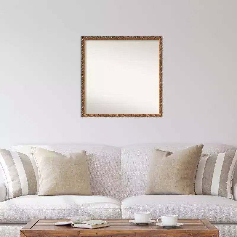 Miroir mural en bois bronze antique non biseauté de 71 cm x 71 cm