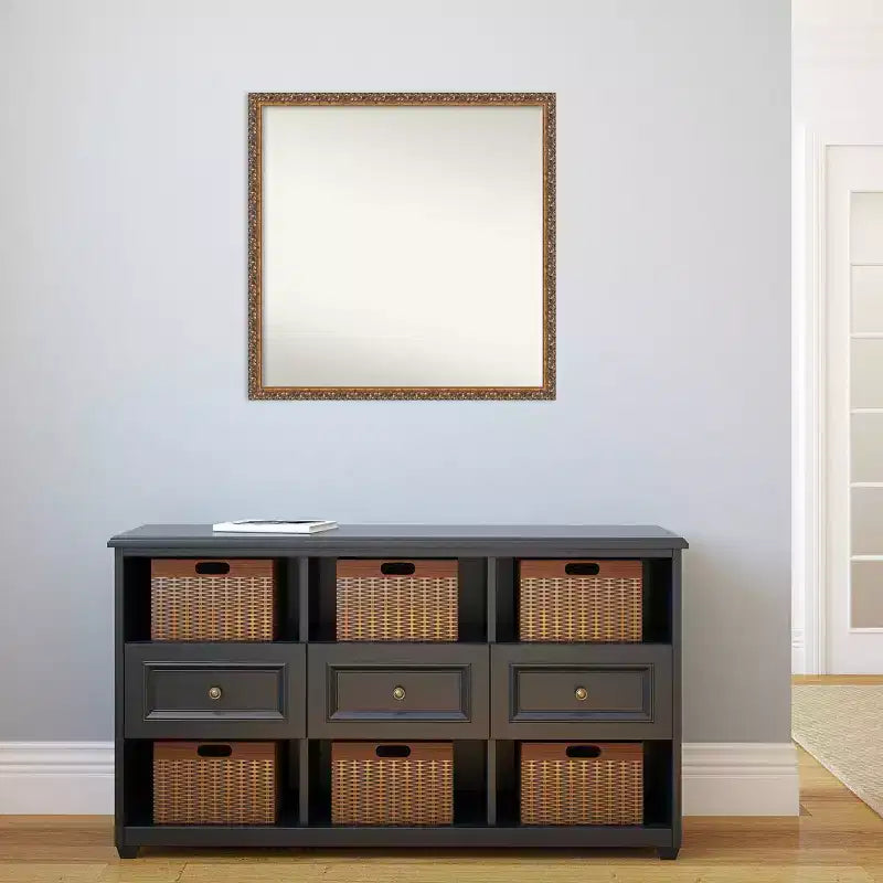 Miroir mural en bois bronze antique non biseauté de 71 cm x 71 cm