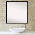 Miroir mural de salle de bain 28" x 28", non biseauté, cadre carré moderne en polystyrène noir de jais, matériel de montage inclus