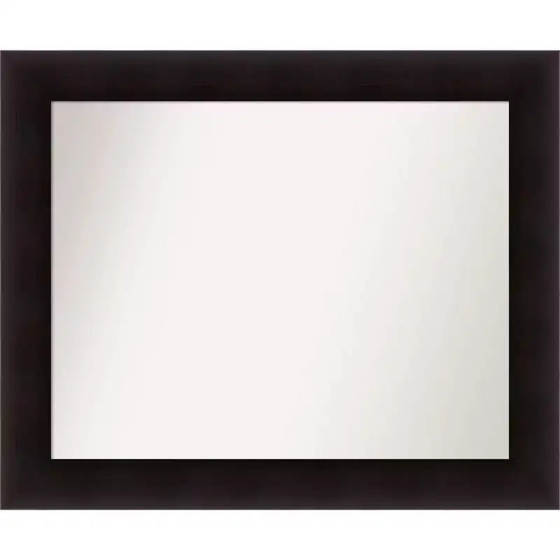 34" x 28" Non-Beveled Portico Espresso Wood Bathroom Wall Mirror - Amanti Art: Modern Rectangle, Wall Mount