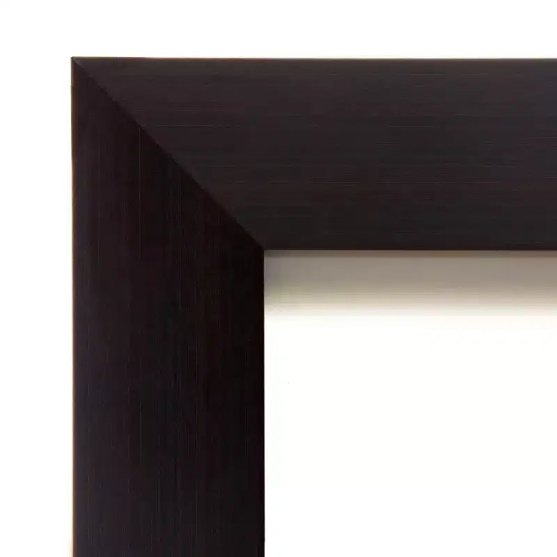34" x 28" Non-Beveled Portico Espresso Wood Bathroom Wall Mirror - Amanti Art: Modern Rectangle, Wall Mount