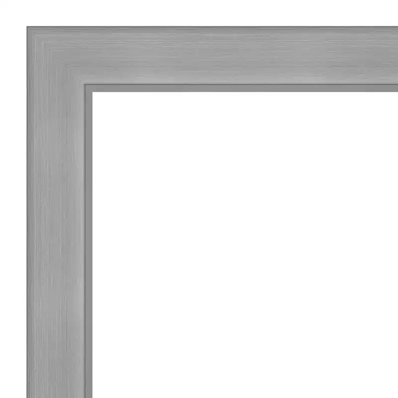 Amanti Art 40"x28" Non-Beveled Vista Brushed Nickel Bathroom Wall Mirror: Modern Rectangle, Wall Mount, Includes Hardware