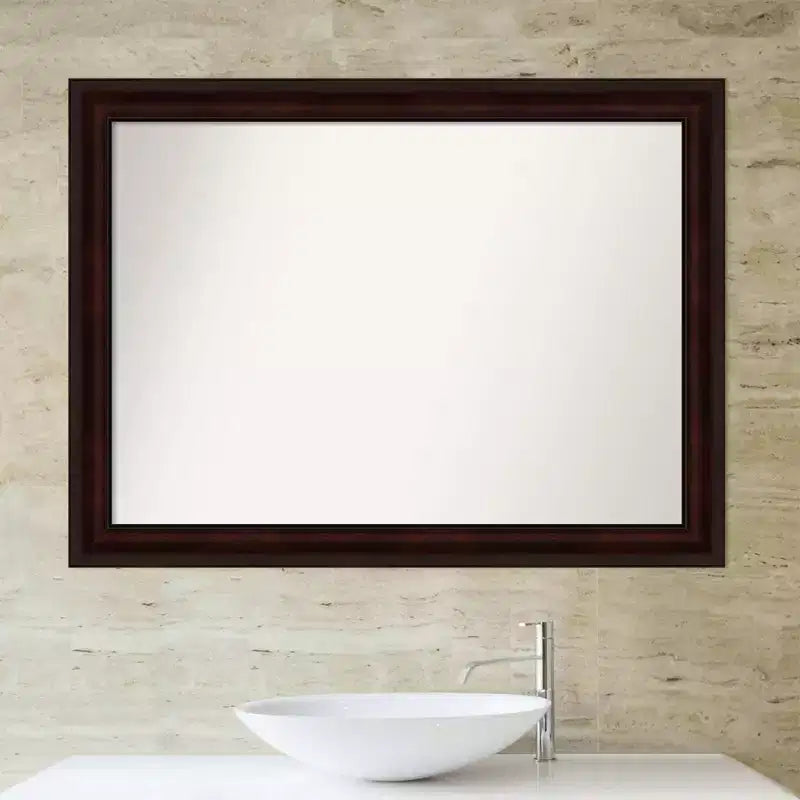 Miroir mural non biseauté 43" x 32" brun grain de café, rectangulaire moderne, à fixer au mur
