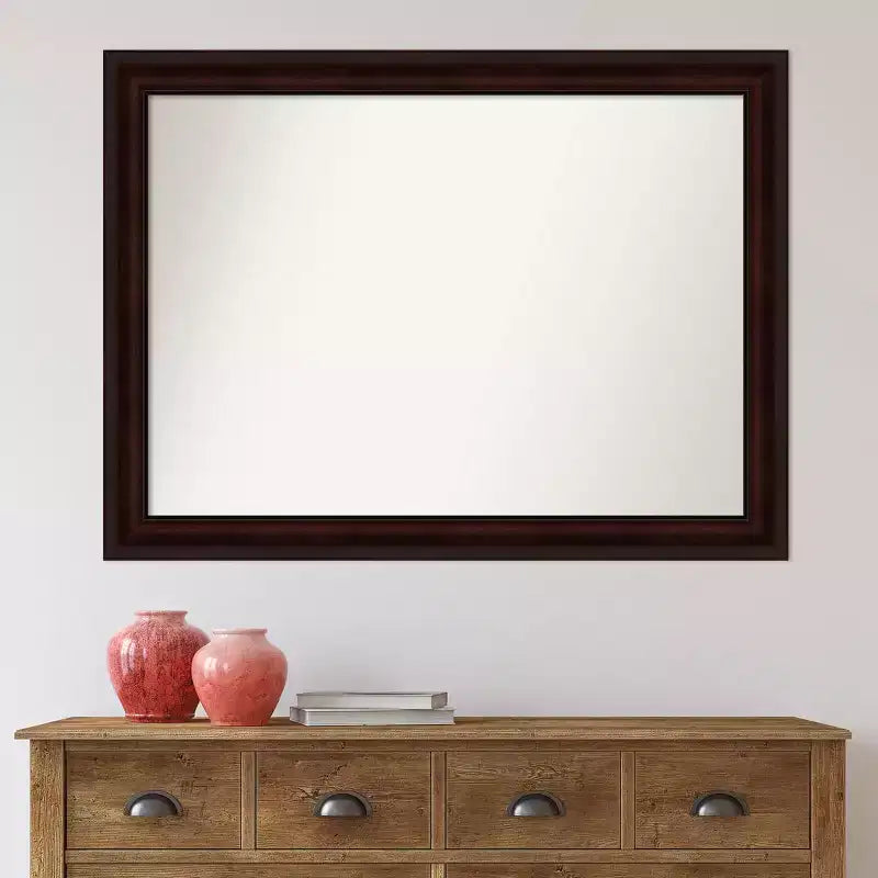 Miroir mural non biseauté 43" x 32" brun grain de café, rectangulaire moderne, à fixer au mur