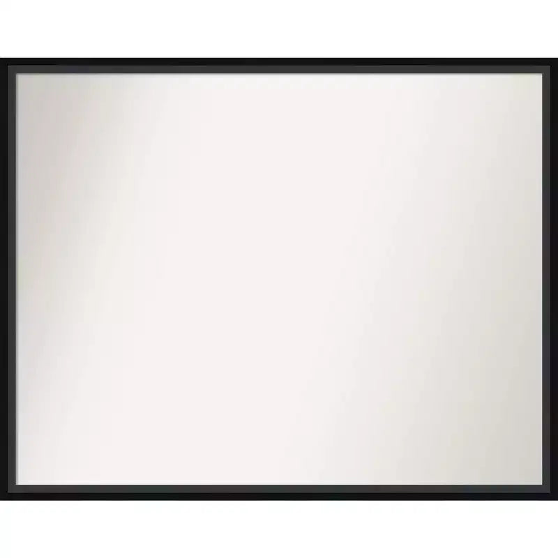 29" x 23" Non-Beveled Lucie Black Wood Wall Mirror - Amanti Art