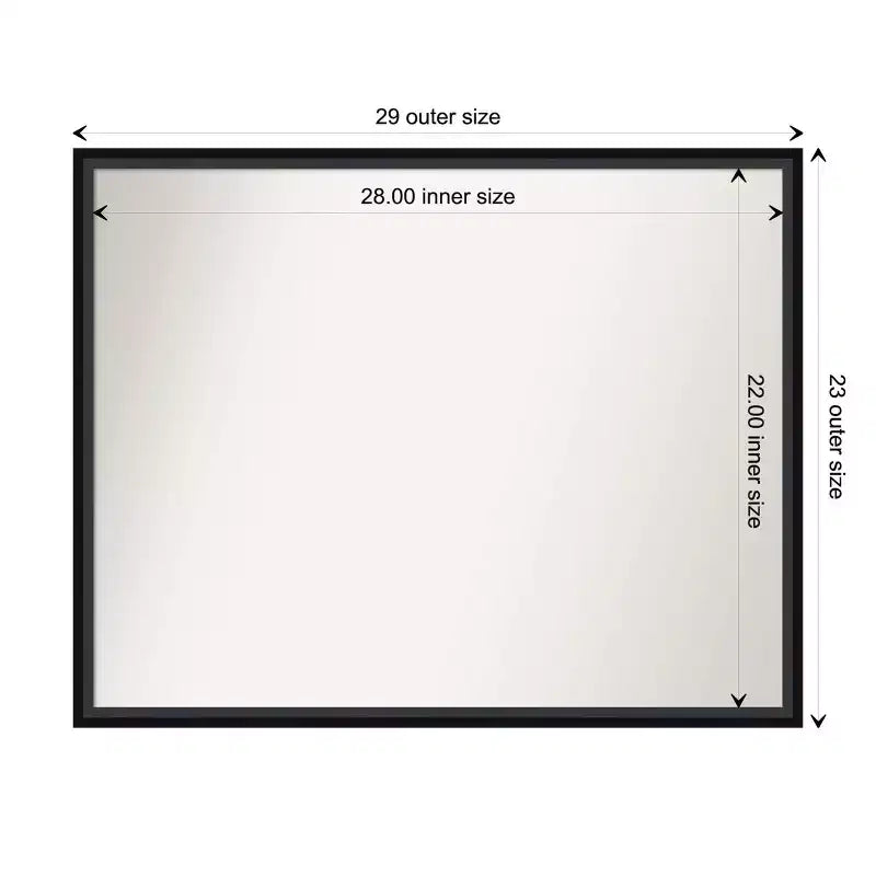Miroir mural en bois noir non biseauté de 29 po x 23 po