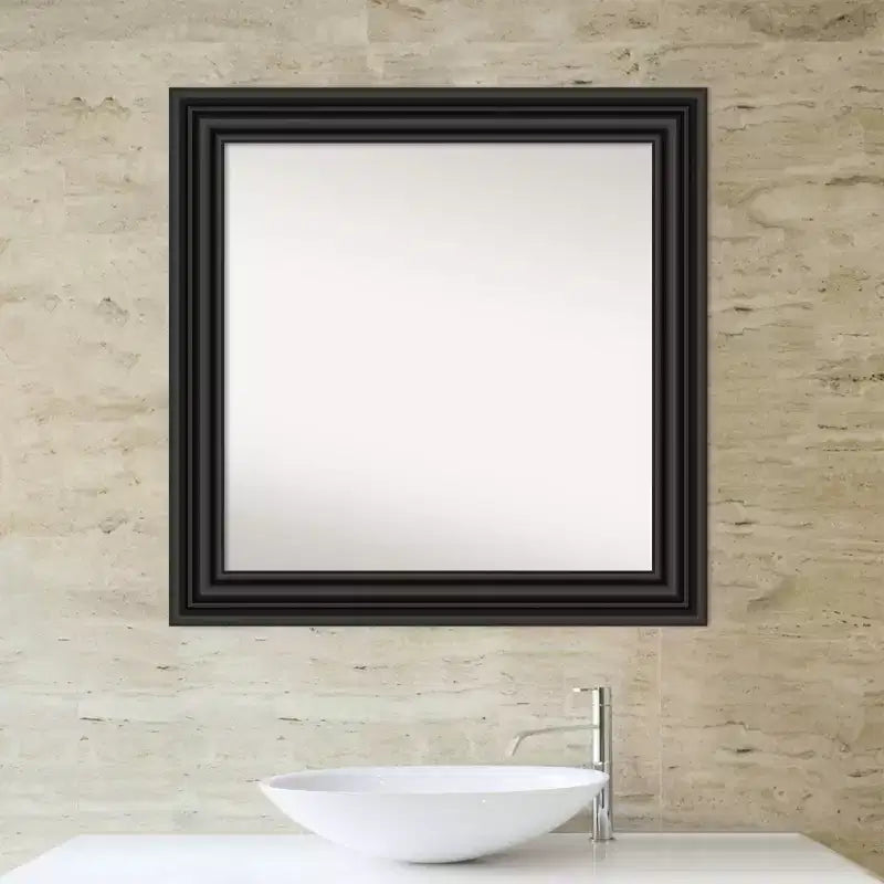 32" x 32" Non-Beveled Colonial Bathroom Wall Mirror Black - Amanti Art: Square, Wall Mount, Modern Style