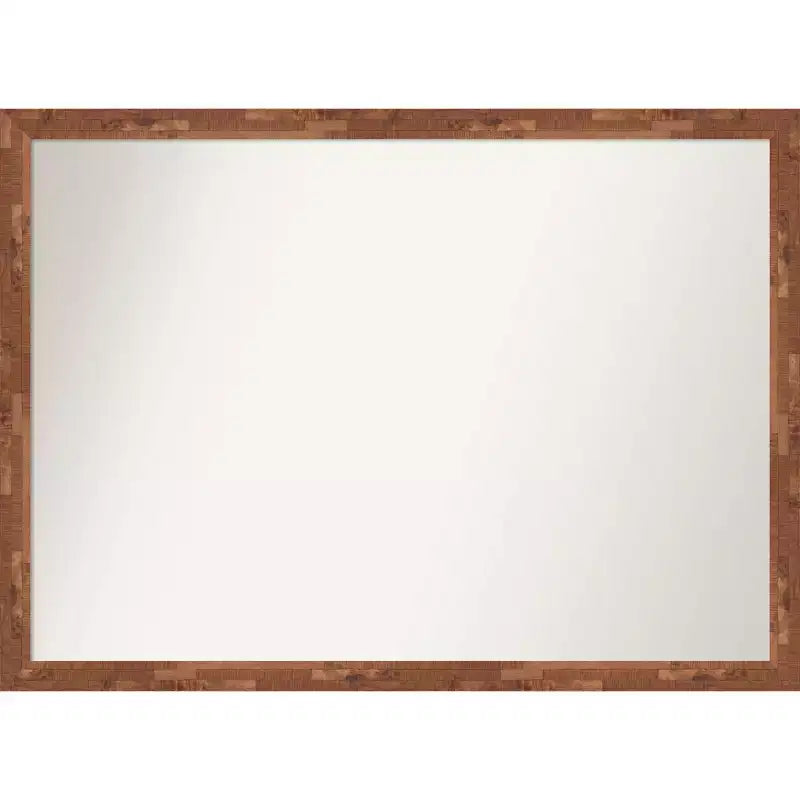 41" x 30" Non-Beveled Fresco Light Pecan Wood Wall Mirror - Amanti Art: Modern Rectangle, Includes Mounting Hardware