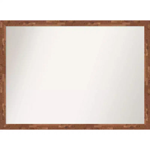 41" x 30" Non-Beveled Fresco Light Pecan Wood Wall Mirror - Amanti Art: Modern Rectangle, Includes Mounting Hardware