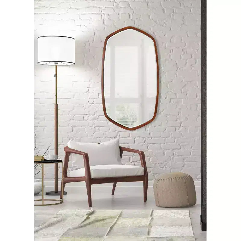 20" x 36" McLean Oval Wall Mirror Walnut Brown - Kate & Laurel All Things Decor: Scandinavian, Hexagon Frame