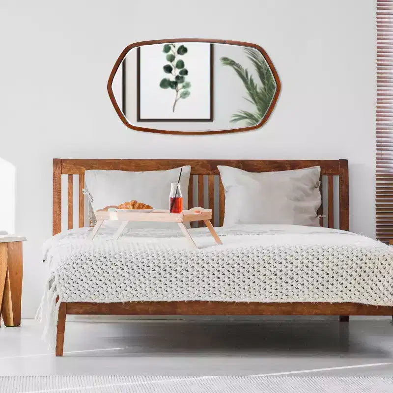 20" x 36" McLean Oval Wall Mirror Walnut Brown - Kate & Laurel All Things Decor: Scandinavian, Hexagon Frame