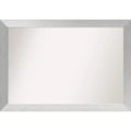 40" x 28" Non-Beveled Wood Bathroom Wall Mirror Brushed Sterling Silver - Amanti Art: Modern, Rectangle, Wall Mount