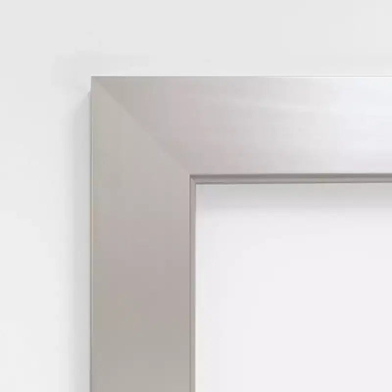 40" x 28" Non-Beveled Wood Bathroom Wall Mirror Brushed Sterling Silver - Amanti Art: Modern, Rectangle, Wall Mount