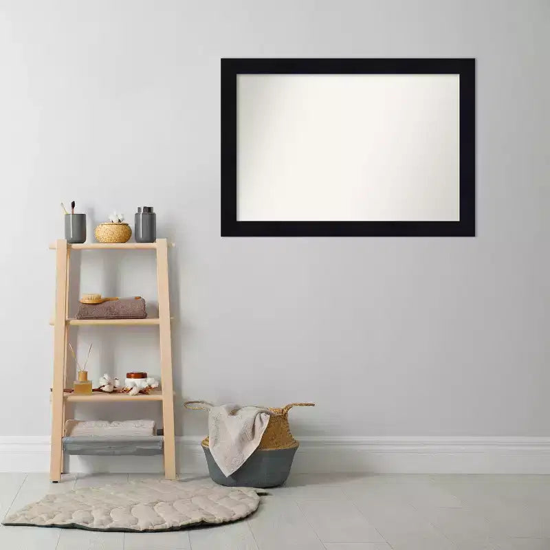 40" x 28" Non-Beveled Shiplap Navy Wood Bathroom Wall Mirror - Amanti Art: Rectangle, Includes Mounting Hardware