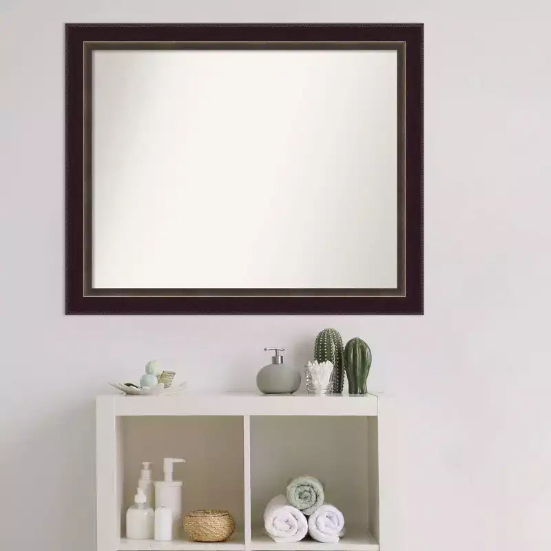 32" x 26" Signore Bronze Wood Wall Mirror: Amanti Art, Rectangular, Modern Decor, No Assembly Required
