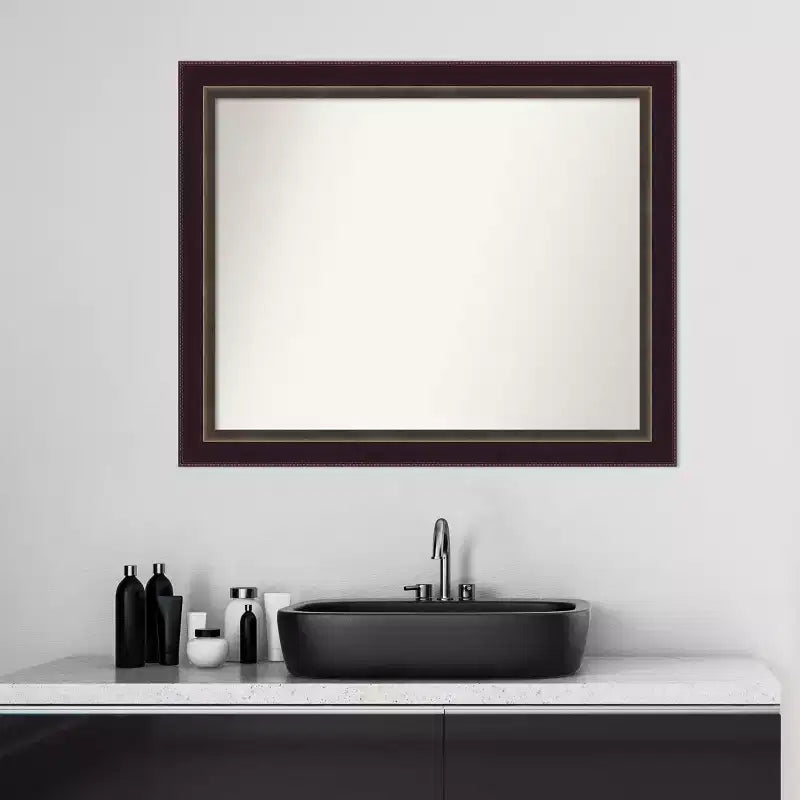 32" x 26" Signore Bronze Wood Wall Mirror: Amanti Art, Rectangular, Modern Decor, No Assembly Required