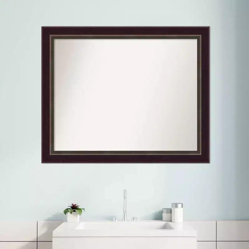 32" x 26" Signore Bronze Wood Wall Mirror: Amanti Art, Rectangular, Modern Decor, No Assembly Required