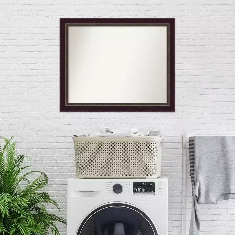 32" x 26" Signore Bronze Wood Wall Mirror: Amanti Art, Rectangular, Modern Decor, No Assembly Required