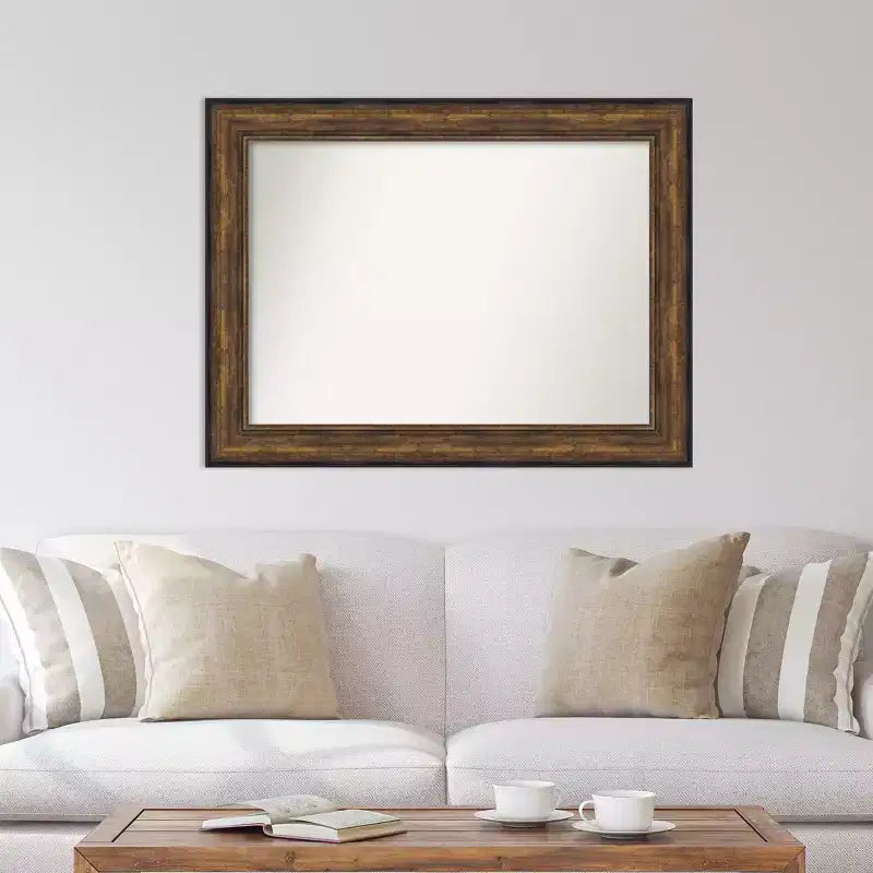 46" x 35" Non-Beveled Ballroom Bronze Wall Mirror - Amanti Art: Modern Rectangular, Polystyrene Frame, Includes Mounting Hardware