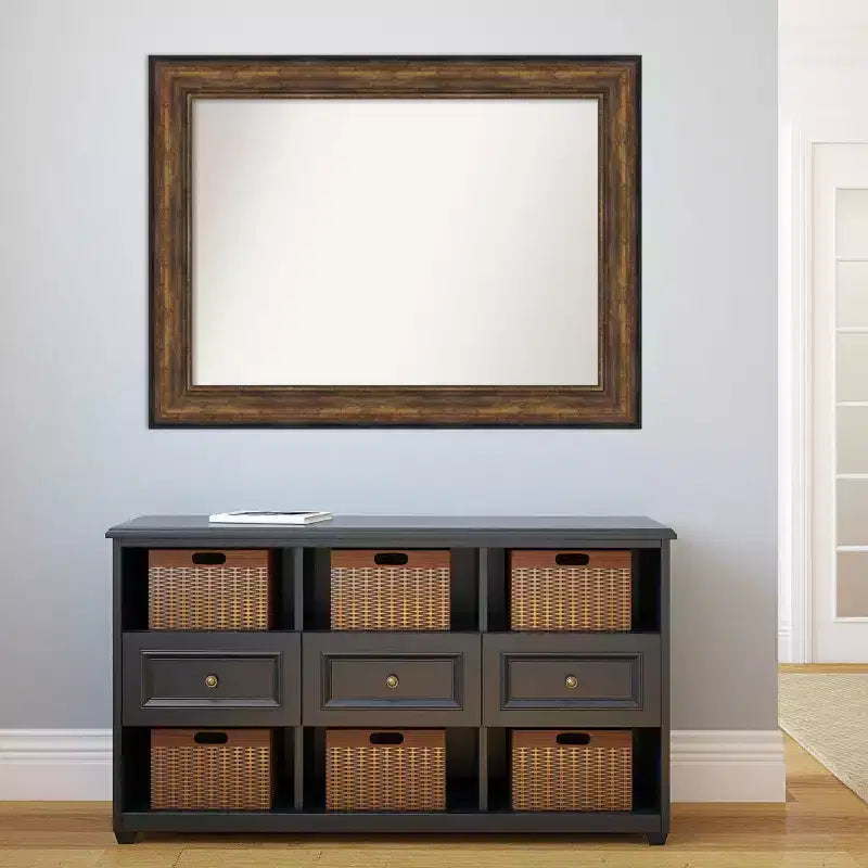 46" x 35" Non-Beveled Ballroom Bronze Wall Mirror - Amanti Art: Modern Rectangular, Polystyrene Frame, Includes Mounting Hardware