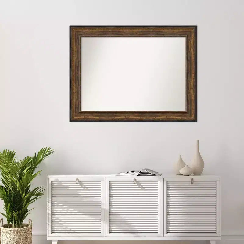 46" x 35" Non-Beveled Ballroom Bronze Wall Mirror - Amanti Art: Modern Rectangular, Polystyrene Frame, Includes Mounting Hardware