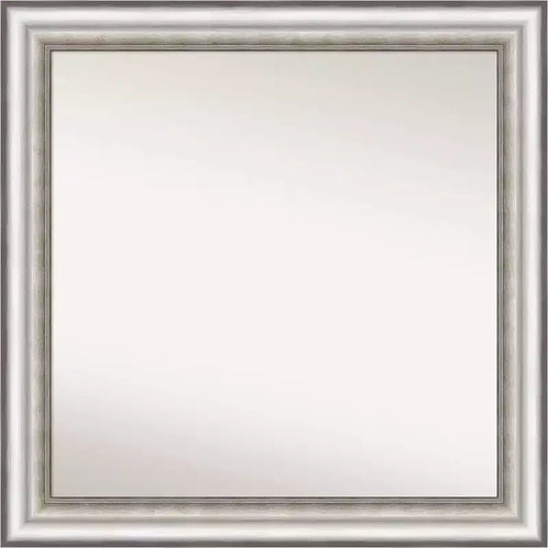 31"x31" Non-Beveled Salon Silver Wall Mirror - Amanti Art: Modern Square Framed, Includes Mounting Hardware