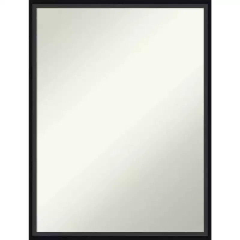 Amanti Art 19" x 25" Non-Beveled Lucie Black Wood Wall Mirror : Modern Rectangular, Includes Mounting Hardware
