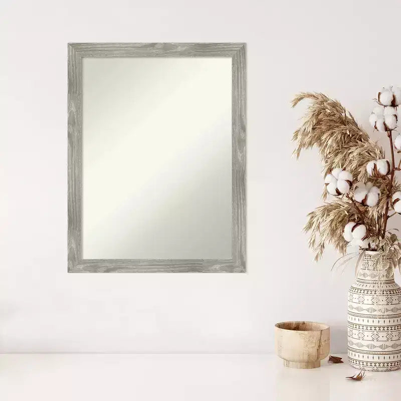 21" x 27" Non-Beveled Dove Gray Wash Square Wall Mirror - Amanti Art