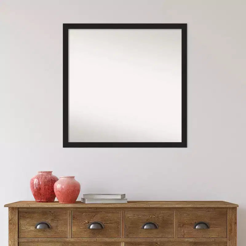 28" x 28" Non-Beveled Grace Narrow Bathroom Wall Mirror Brushed Metallic Black - Amanti Art: Modern Square, Wall Mount, Includes Hardware