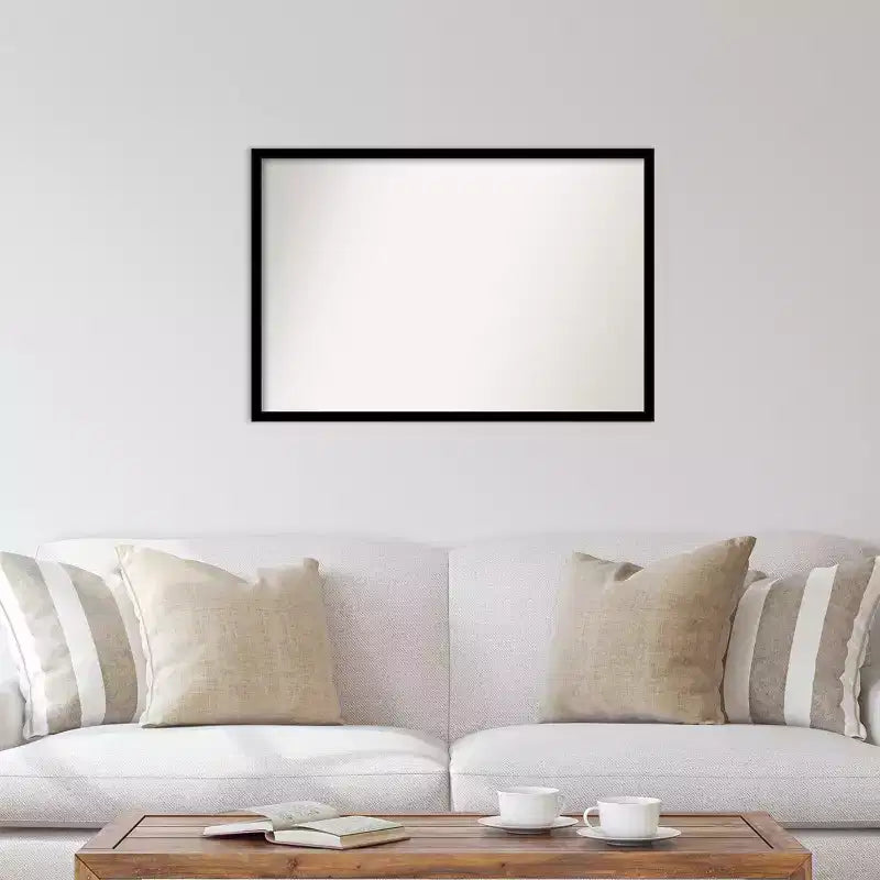 38" x 26" Non-Beveled Jet Black Wall Mirror - Amanti Art: Modern Polystyrene Frame, Included Mounting Hardware