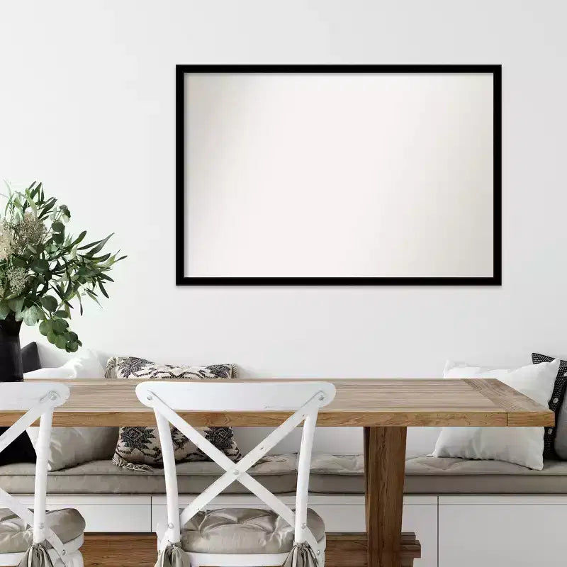 38" x 26" Non-Beveled Jet Black Wall Mirror - Amanti Art: Modern Polystyrene Frame, Included Mounting Hardware