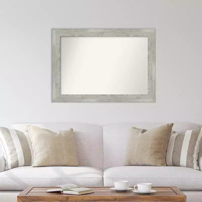 42" x 30" Non-Beveled Dove Gray Wash Wall Mirror - Amanti Art: Modern Rectangle, Polystyrene Frame