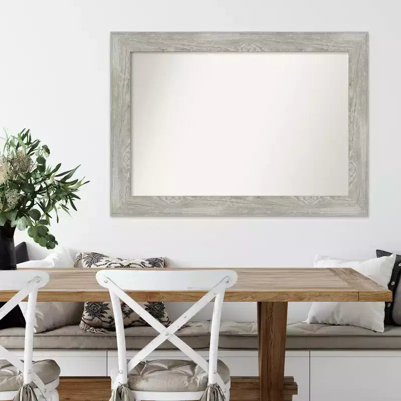 42" x 30" Non-Beveled Dove Gray Wash Wall Mirror - Amanti Art: Modern Rectangle, Polystyrene Frame