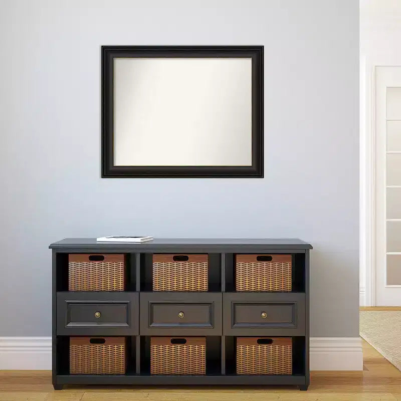 33" x 27" Non-Beveled Trio Oil Rubbed Bronze Bathroom Wall Mirror - Amanti Art: Includes Mounting Hardware, Rectangle Shape