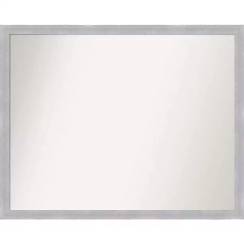 30" x 24" Non-Beveled Grace Brushed Nickel Narrow Wall Mirror - Amanti Art: Modern Rectangle, Polystyrene Frame