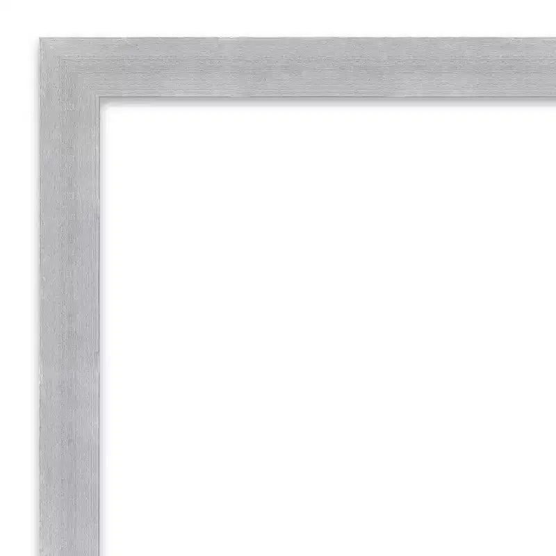 Miroir mural étroit en nickel brossé non biseauté de 30 x 24 po, rectangulaire moderne, cadre en polystyrène