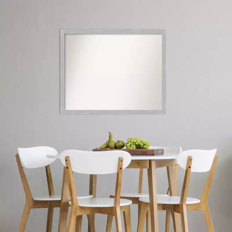 Miroir mural étroit en nickel brossé non biseauté de 30 x 24 po, rectangulaire moderne, cadre en polystyrène