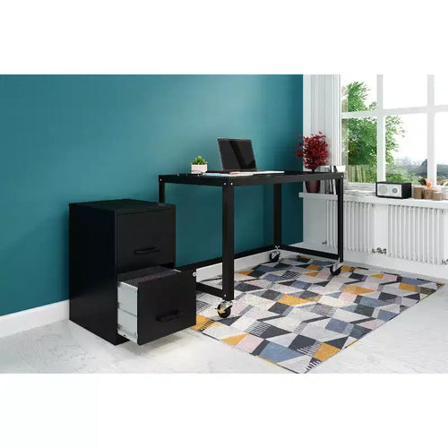 Classeur vertical à 2 tiroirs, format lettre, profondeur 18", noir : Classement de bureau en acier, aucun assemblage requis