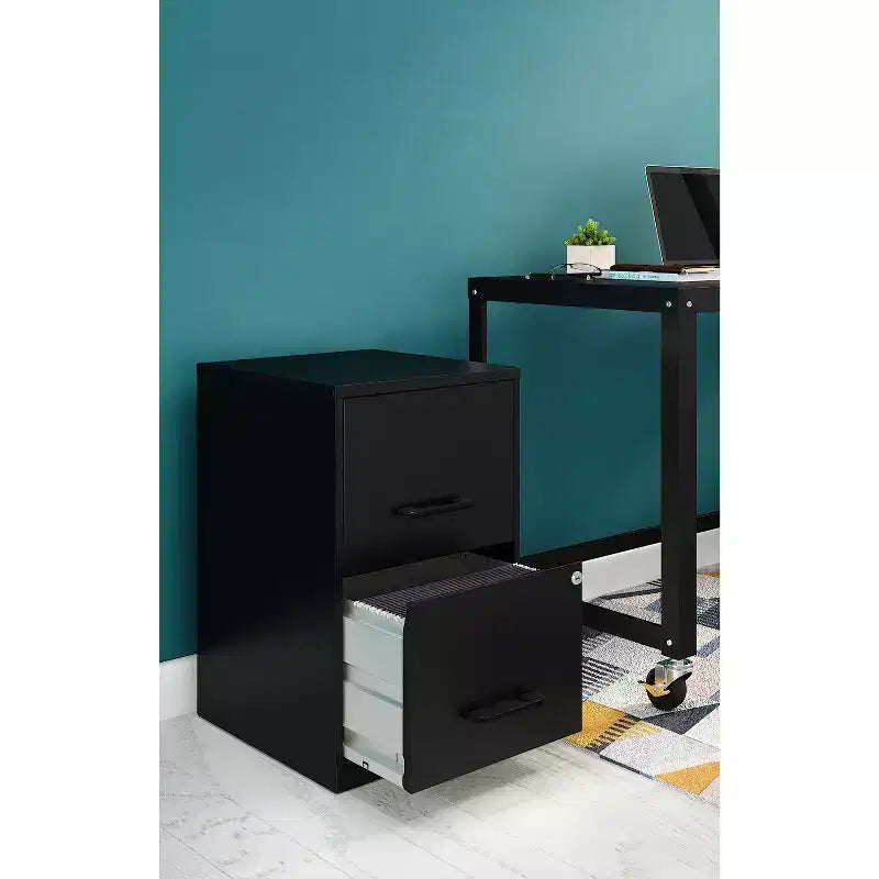 Classeur vertical à 2 tiroirs, format lettre, profondeur 18", noir : Classement de bureau en acier, aucun assemblage requis