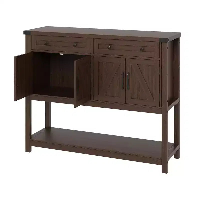 47.2inch Large Sideboard Buffet Cabinet, Farmhouse Coffee Bar Cupboard Cabinet Storage, Wood Console Table with 2 Drawers for Kitchen Living Room
