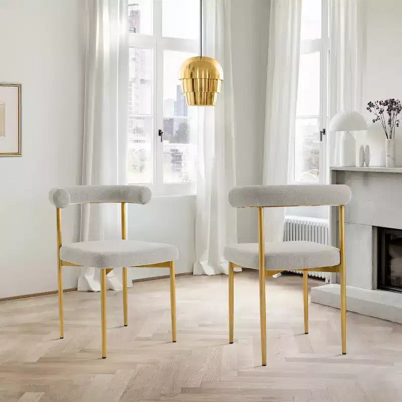 Chaise de salle à manger en acier inoxydable brossé doré