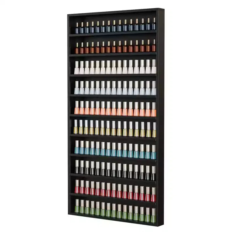 Organisateur de vernis à ongles mural à 10 niveaux blanc avec déflecteur en acrylique