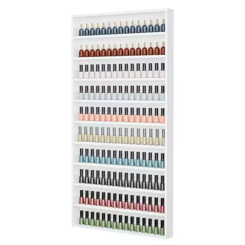 Organisateur de vernis à ongles mural à 10 niveaux blanc avec déflecteur en acrylique