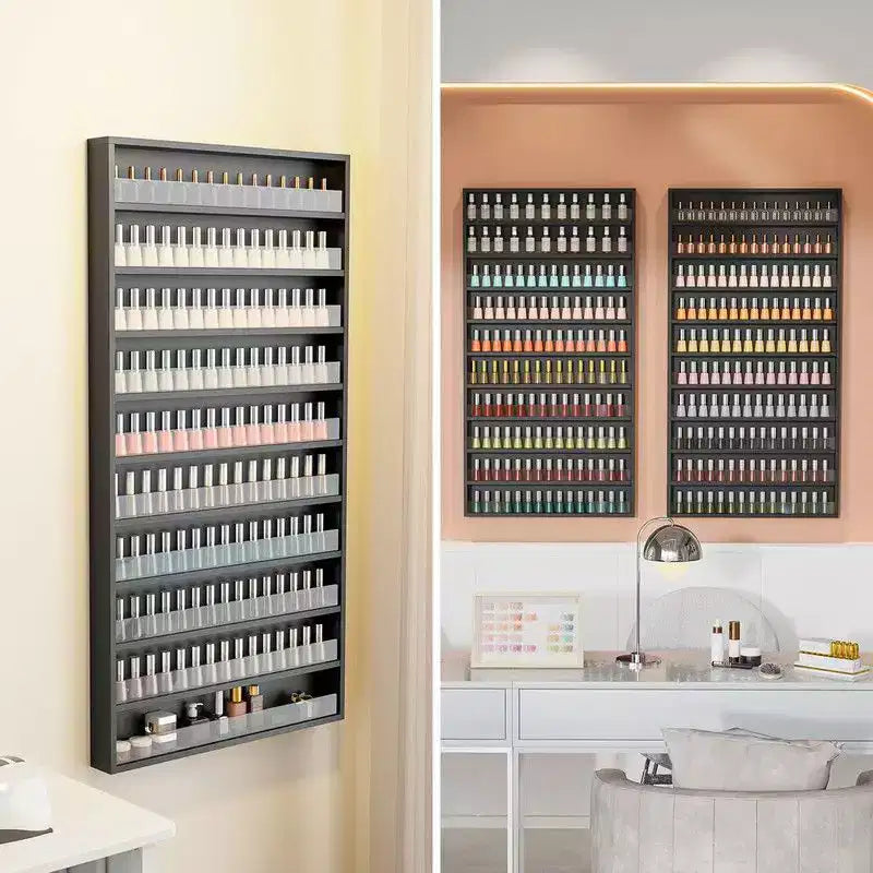 Organisateur de vernis à ongles mural à 10 niveaux blanc avec déflecteur en acrylique