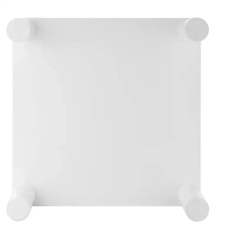 Table basse carrée moderne avec coins arrondis, Table basse en MDF crème, Table basse de salon facile à assembler, Table de canapé robuste pour la maison