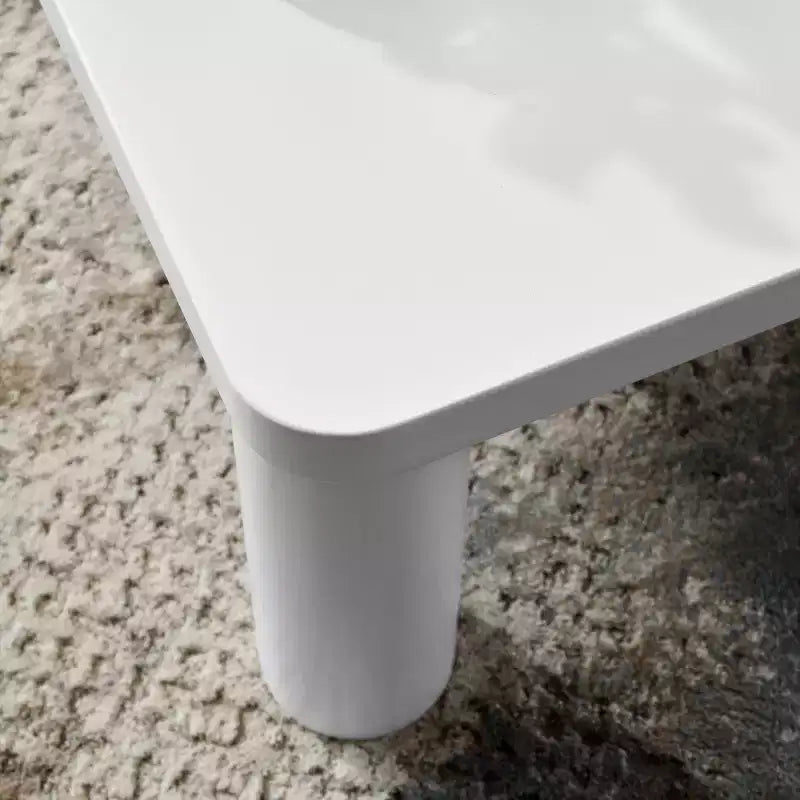 Table basse carrée moderne avec coins arrondis, Table basse en MDF crème, Table basse de salon facile à assembler, Table de canapé robuste pour la maison